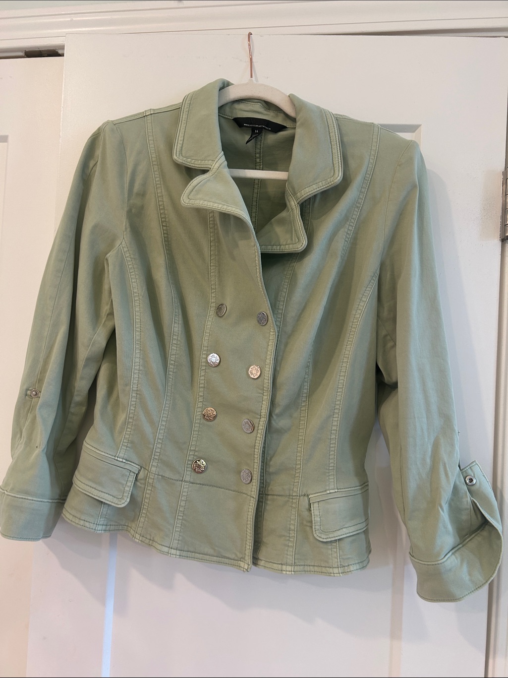 White House Black Market Light Mint Green Double-Breasted Blazer